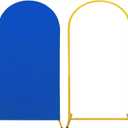Metal Arch Stand and Cover Set,1 Royal Blue Spandex Fitted Backdrop with 1 Gold Wedding Arched Stand Frame for Parties Birthday Baby Shower Bridal Banquet Decoration (6.6FT)