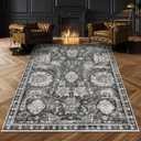 5x7 Washable Area Rugs - Perfect Resistant Rug for Living Room, Bedroom, Kids Room, Nursery - Stain & Water Resistant Non-Slip, Pet & Child Friendly, Vintage Tribal Area Rugs (Grey, 5'x7')