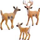 RESTCLOUD Deer Figurines Cake Toppers, Deer Toys Figure, Small Woodland Animals Set of 3