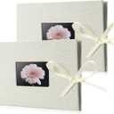 2 Pack Small Photo Album 4x6, Fabmaker Each Picture Album Holds 24 Horizontal Photos, Linen Cover Picture Photo Book with Front Window, Mini Brag Books for 4x6 Pictures, Artwork or Postcards Storage (Cream)