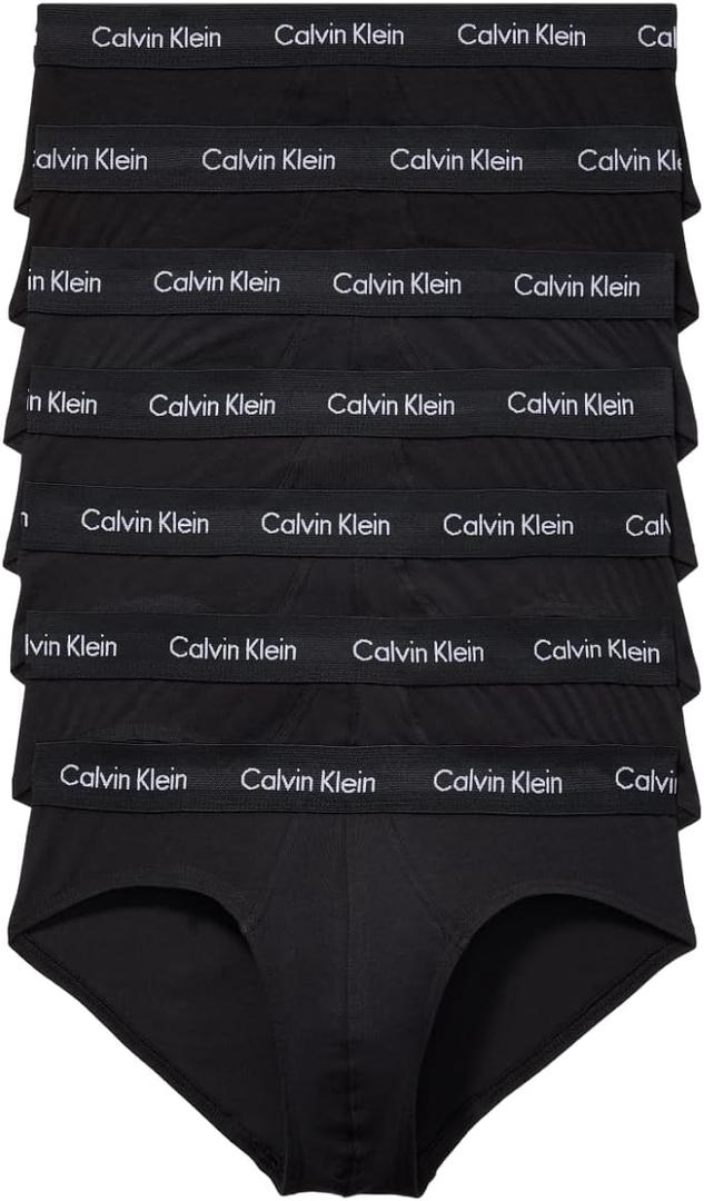Calvin Klein Men's Underwear Cotton Stretch 7-Pack Hip Brief (Medium, Black)