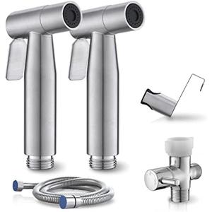 2 Packs BRITULIF Bidet Sprayer for Toilet, Hand Sprayer with Adjustable Jet Spray for Toilet Handheld Bidet Cloth Diaper Sprayer Set Muslim Shower Bidet Handheld-Easy to Install
