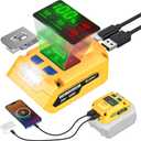 Ecarke 2-in-1 Battery Charger & Power Inverter Compatible with DeWALT 20V Battery, 65W USB-A Output & USB-B Input/Output, for Travel Emergency Use (No Battery)