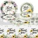 81-Piece Floral & Sunflower Disposable Party Supplies Set - All-in-One Thank You Tableware for Baby Shower, Birthday & Bridal Shower