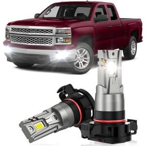 SENROBO Fog Light Bulbs Fit for Chevy Silverado 1500(2007-2015) 2500 3500 HD(2007-2019), 14000LM 700% Brighter 6000K White Fanless Fog Lamp, Plug and Play, IP68 60000 Hours Lifespan, Pack of 2