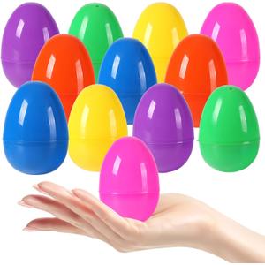 12Pcs Plastic Bright Easter Eggs Assortment, 3.15'' Fillable Easter Eggs Empty Bulk, Perfect for Easter Egg Hunt/Surprise Egg