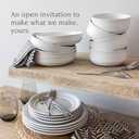 over&back Rim Dinnerware Set - Stoneware Dishes - Comes with 4 Dinner Plates, Salad Plates, Cereal Bowls, and Dinner Bowls - 16-Piece All-Occasion Place Settings - Serves Four - Semi-Matte White