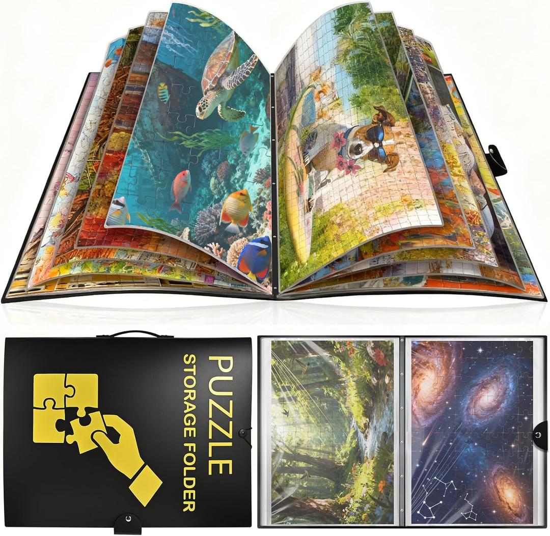 Puzzle Storage Folder Book for 1000pcs Puzzle, Puzzles Binder Portfolio with 20 Pockets Hold 40 Puzzles | Book Holder Organizers and Storage Keeper Saver Accessories