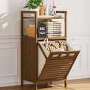 Bamboo Tilt Out Laundry Hamper Cabinet with Removable Bag, Walnut, 16 gallons