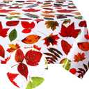 Thanksgiving Fall Tablecloth 3 Pieces Plastic Autumn Leaves Table Cloth Swaying Leaf Rectangle Fall Table Cover Tablecover Harvest for Thanksgiving/Fall/Harvest, 54 x 72 Inch