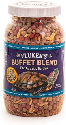 Fluker's Buffet Blend Aquatic Formula, Turtle Food with Freeze, Dried Shrimp, Mealworms, and Vitamin Enriched Pellets, 7.5 oz. BB: 04/27