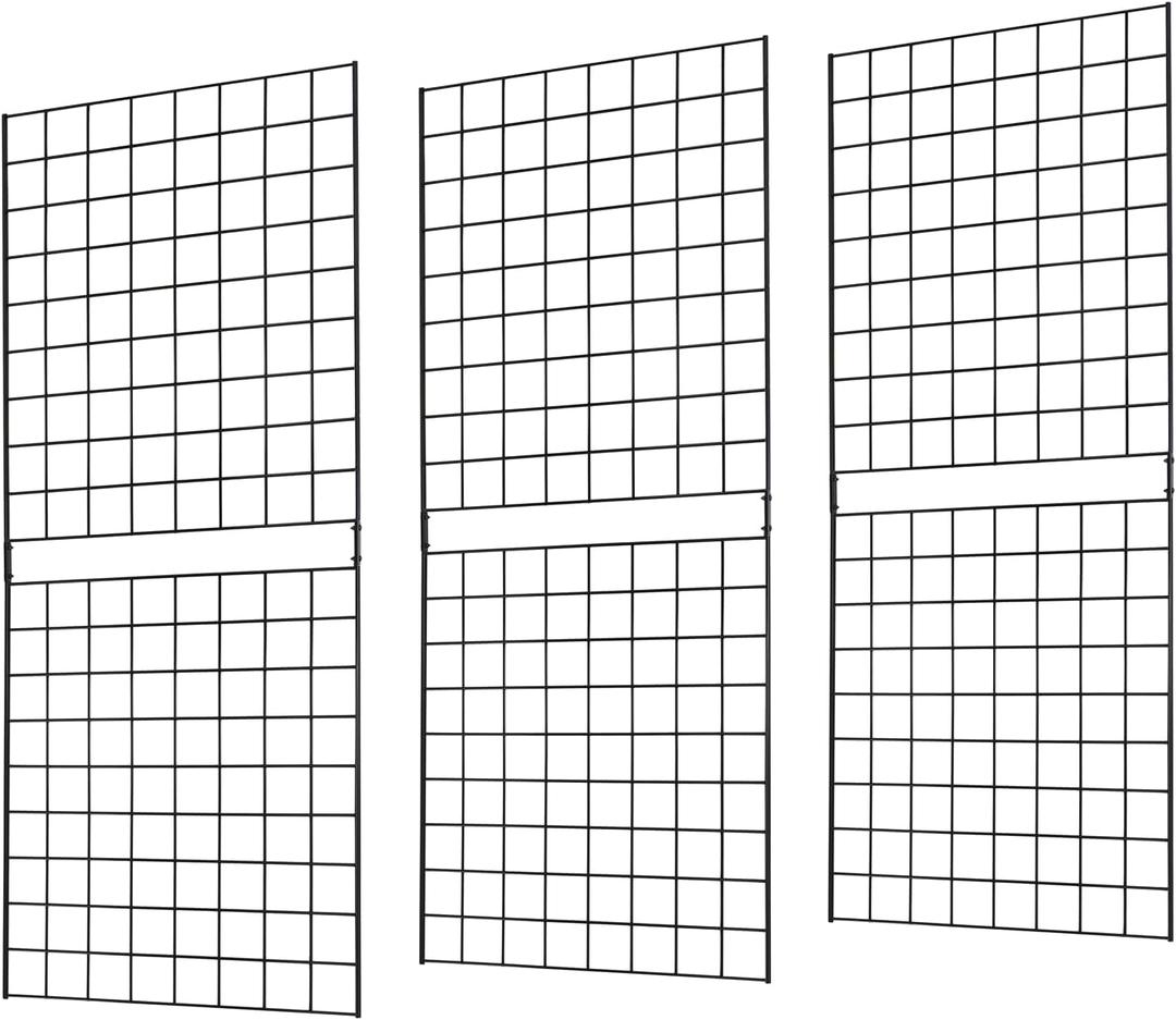 Grid Wall Commercial Grade Gridwall Panels Heavy Duty Grid Panel for Any Retail Display Wall Grid 2' Width x 5' Height, Black (Pack of 3) Easily Portable