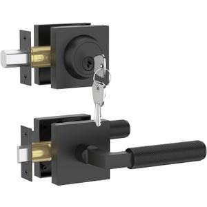 Asidrama Premium Matte Black Zinc-Alloy Front Door Lock Set: Double Cylinder Deadbolt, Heavy Duty Security Handleset for Left/Right Exterior Doors, Universal Entry Locks (1 Pack) Z003-098