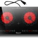 2 Burner Electric Cooktop - 24 Inch Electric Stove Built-in(23"x13") and Countertop(24"x14"), Two Burner Ceramic Cook Top with Child Lock, Timer, Sensor Touch Control, 110V Plug in