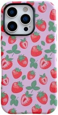 Cute Strawberry Phone Case Compatible with iPhone 16 Pro Max,Aesthetic Trendy Unique Summer Fresh Fruit Design Pretty Chic Hybrid 2-Layer Protective Girly Cover for iPhone 16promax 6.9inch