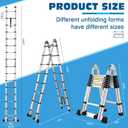 16.5 FT A Frame Telescoping Ladder, Adjustable Multi-Purpose Collapsible Extension w/Balance Bar & Wheels, Heavy Duty 330 lbs Max Capacity, Ideal for Home and Outdoor Work, Silver