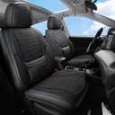 Leather Car Seat Covers,Car Seat Covers Full Set,Automotive Seat Covers 5 Seats,Fit for Most Cars SUV and Most Sedans Hatchbacks Crossovers,Breathable Waterproof Full Wrapping Edge Seat Covers (Black)