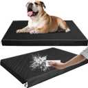 Waterproof Leather Dog Bed Crate Mat, Durable Pet Mattress for Medium Dogs, Wipeable Easy to Clean Black Vinyl Pad (28"L x 19"W x 3"Th)