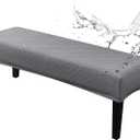 Genina Stretch Dining Bench Covers, Waterproof Stretch Jacquard Bench Seat Protector Cover, Rectangular Bench Cover for bedrooms, Living Rooms, Kitchens, Removable, Washable (Argyle, Light Grey)