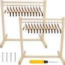 26 Pcs Wood Doll Garment Rack with Wooden Clothes Hanger Mini Wooden Girl Doll Clothes Hanger Organizer Storage Shelf for 18 Inch Girl Doll Clothes Baby Dollhouse (Color Set 1)