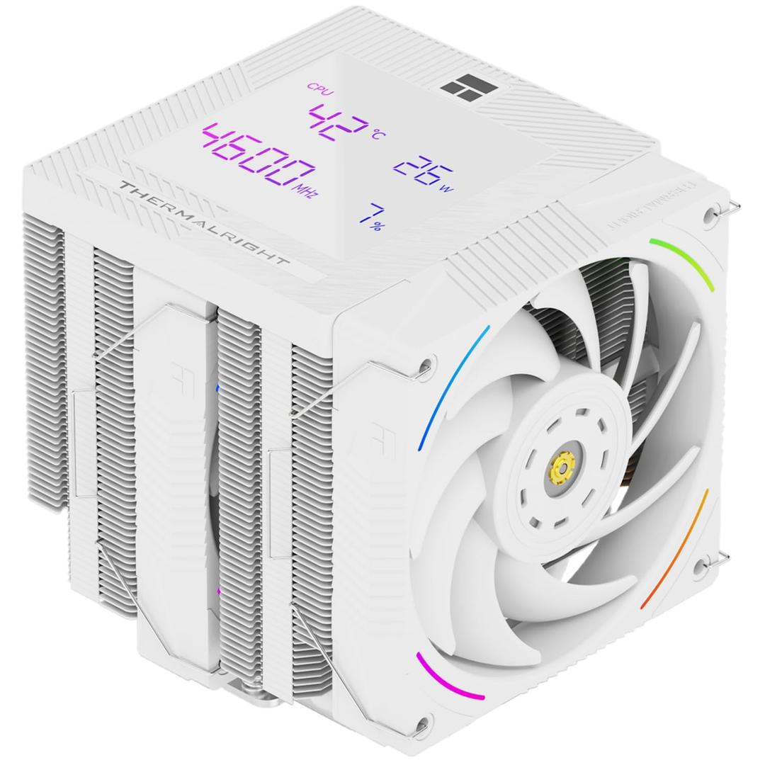 Thermalright Phantom Spirit 120 Digital Snow CPU Air Cooler,7 Heat Pipes,Dual CPU Fans,Magnetic Attraction-Digital Screen,2150RPM+10%,for AM4/AM5/Intel LGA1700/1851/115x, White