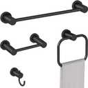 STWWO 4-Pieces Bathroom Hardware Set Black, Stainless Steel 16 Inch Towel Bar Set, Towel Racks for Bathroom Wall Mounted