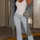 Danysu V Neck Racer Back Tank Top for Women Padded Ribbed Long Tank Fitted Basic Cami Tops (White, M)