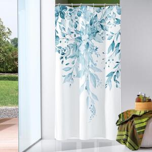 Gibelle Small Stall Shower Curtain 36 x 72, Narrow Half Spa Blue Floral Shower Curtain for Bathroom, Watercolor Plant Eucalyptus Leaves Fabric Shower Curtain Set