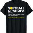 Softball Grandpa Definition Granddaughter's Biggest Fan T-Shirt (XL, Black)