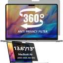 360 Privacy Screen Protector for Macbook Air 13.6/13 Inch (2022-2026, M2, M3M4,M5), Privacy Screen Filter for Macbook Air 13.6 Inch, Anti-Spy/Anti Fingerprint/Anti Blue Light/Anti Glare