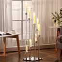 Dandat 41.5" Tall Floor Candelabras, 8-arm Cluster Standing Candle Holders with Clear Acrylic Shades, Silver Wedding Centerpiece Candelabra for Flameless/LED Taper Candles, Party & Event Decor(2 Pack)