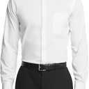 Van Heusen Mens Dress Shirt Regular Fit Ultra Wrinkle Free Flex Collar Stretch Solid (15"-15.5" Neck 34"-35" Sleeve, White)