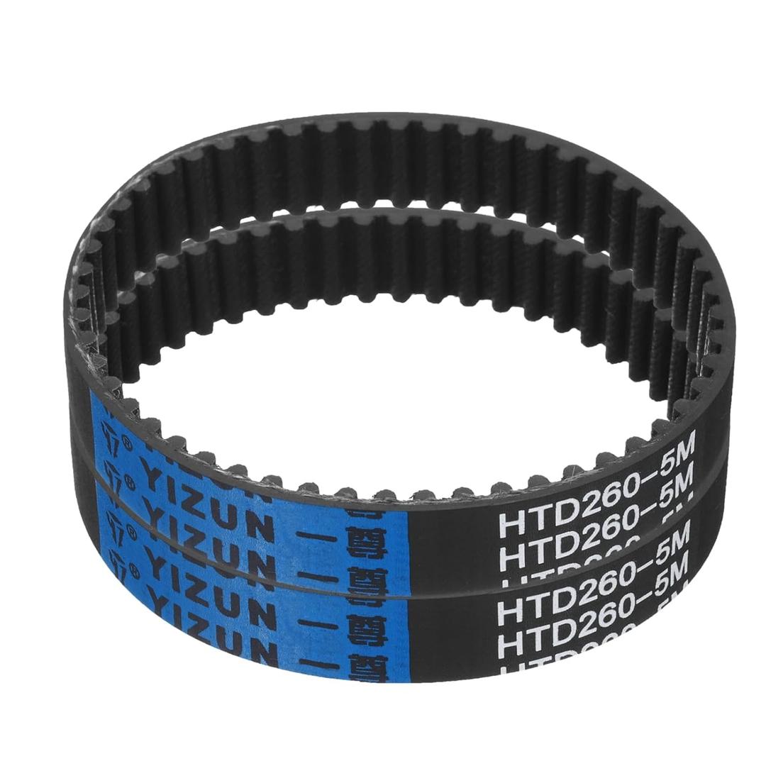 uxcell 2pcs HTD-5M Rubber Timing Belt 52 Teeth, 260mm Pitch Length x 15mm Width x 3.6mm Height, Closed Loop Pulley Timing Belt