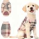 Small/Medium Dog Sweater, Warm Dog Winter Coat w/Sleeves, Comfortable High Neck & Leash Hole, Premium Dog Clothes for Labrador-Best for Holidays, Daily Walks XL Apricot (Grid Apricot Zipper)