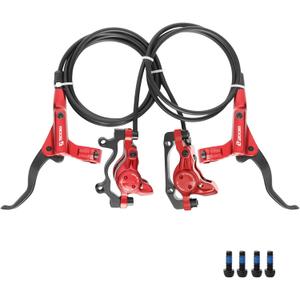 Zoom HB875 Hydraulic Disc Brakes Set, Red, Mountain Bike Left Front 850mm Right Rear 1450mm, Suitable for Mountain Bikes and Fat Bikes
