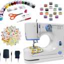 Sewing Machine for Beginners,Portable Sewing Machine with 12 Built-in Stitches,2 Speed(High-Low Speeds),2 Power Supply Method (blue white)