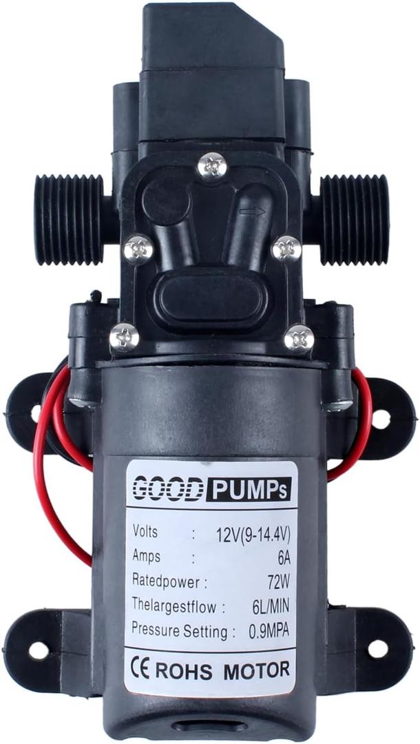 Self Priming Pump Sprayer Pump Booster Water Pump 12v DC 70W 130psi Water Pressure Pump Home diaphragm pump for 4-6L/Min Connect to 20.6mm/0.81inch Pipe