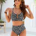 Blooming Jelly Women's High Waisted Bikini Sets Tummy Control Swimsuits Two Piece U-Wire Cutout Swim Bathing Suit 2026, Small