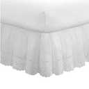 Eyelet Ruffled Bedskirt - Ruffled Bedding with Gathered Styling  Drop, Twin, White, 72x84
