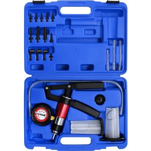 YSTOOL Hand Held Vacuum and Pressure Pump Brake Clutch Fluid Bleeder Tool Kit Oil Change Power Steering Fluid Bleeding Set with Pressure Gauge Jar Adapters for Auto Car Truck Motorcycle Use Blue Case