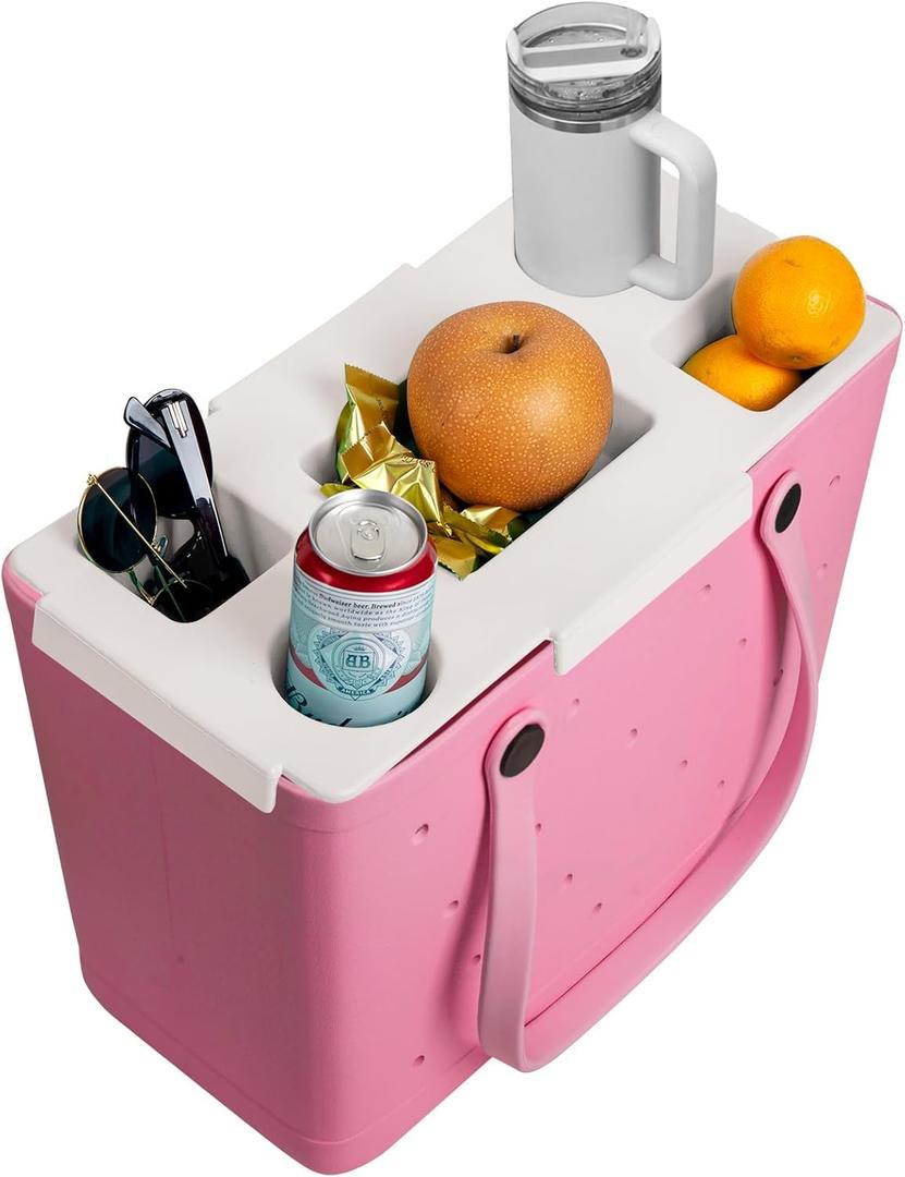 Topper Tray for Bogg Bag  Cup Holder & Storage Lid Compatible with Bogg Bag XL - For Stanley 30 oz 40 oz  Outdoor Beach Tray Topper Insert  Easy to Clean (White)