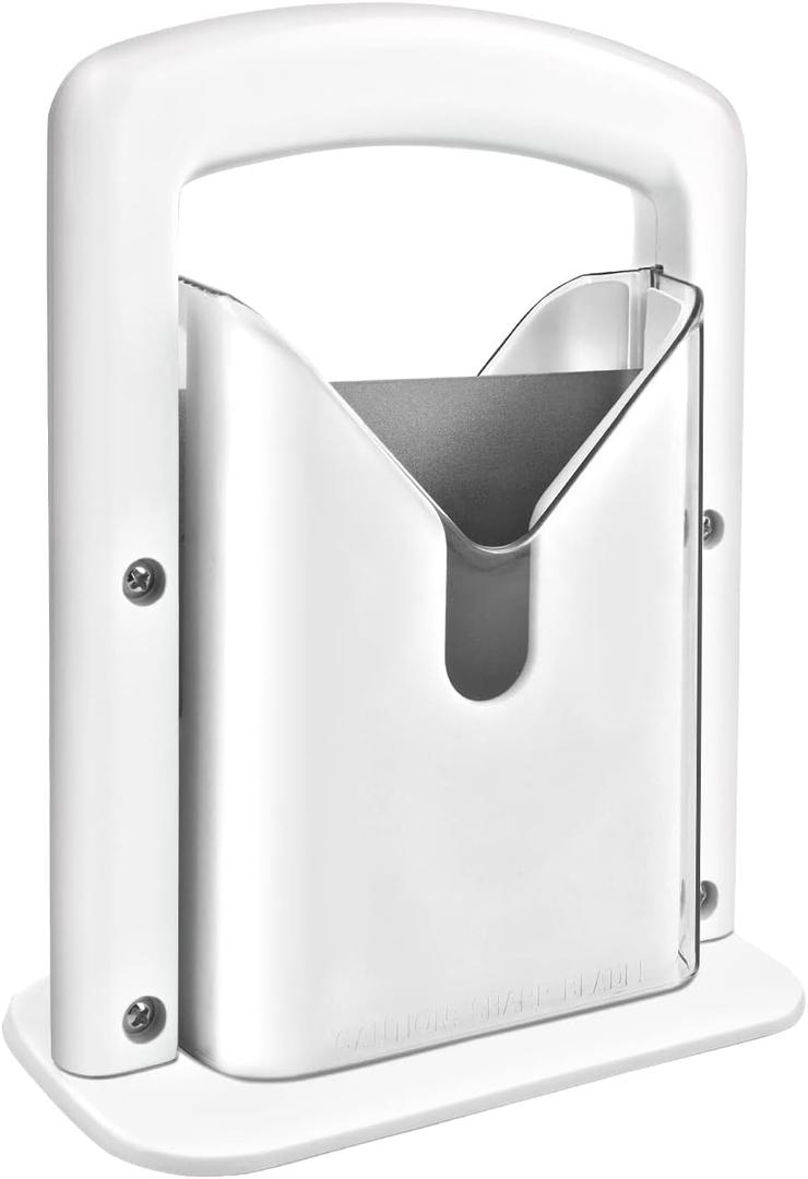 Bagel Slicer,Perfect for Bagels, Safe Grip, Guillotine Cutter, Safety Shield, Stainless Steel (White)