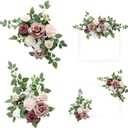Ling's Moment 2pcs Wedding Artificial Floral Swag Welcome Sign Flowers Backdrop Garland Dusty Rose Pink Cream for Ceremony Reception Door Wall Home Decorations Entryway Outdoor Board Table Decor