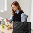 LOVEVOOK Lunch Tote Bag for Women, 15.6 Inch Laptop Bag with Insulated Lunch Compartment, Quilted Large Capacity Computer Handbag with Purse for Business, Work, Nurse, Office, Collage, Casual, Black