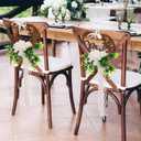 Bride and Groom Chair Decorations Bride and Groom Floral Chair Signs Wedding Chair Signs Wooden Rustic Mr Mrs Chair Signs with Chiffon Ribbons for Church Chair Bench