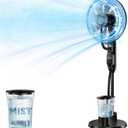 Misting Fan, 16'' Standing Fan with Humidifier, Oscillating Fan with 9 Speeds 7H Timer, Fan for Bedroom, Pedestal Fan Indoor Only - 2026 Upgraded