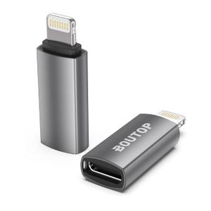 [MFi Certified] 27W USB C to Lightning Adapter Support PD Fast Charging,Not for Audio Headphones Compatible with iPhone 14/13/12/11 iPad iPod (2 Pack) (Silver Grey)