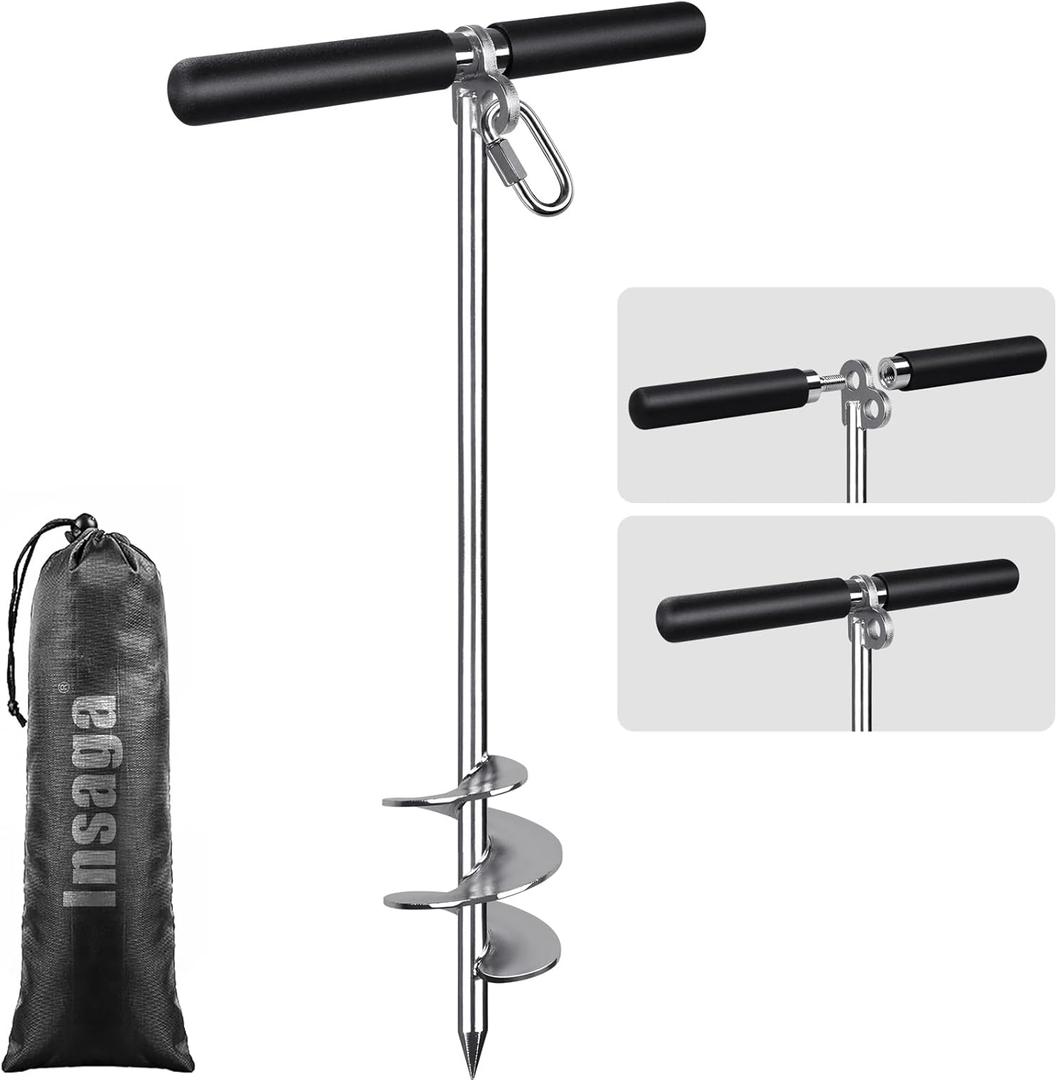 17''/26''/36'' Sand Anchor for Boat with 32ft Rope, 304 Stainless Steel Boat Sand Anchor with Crossbar, Screw in Boat Anchor for Kayak, Jet Ski, Pontoon, Shallow Water, Beach and Sandbar Use