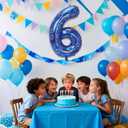 3 x Blue and Golden Rings Birthday Decorations, 40Inch Blue and Golden Rings Theme Number 6 Foil Balloons for Boy 6th Birthday Party Decor