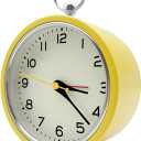 Rohome Small Alarm Clock with Night Light, Silent Quartz Movement, Non-Ticking, Decorative, Wall Hanging, for Bedside Table, Desk, Kitchen, Bedroom, Shelf, Nightstand, Office (Yellow)